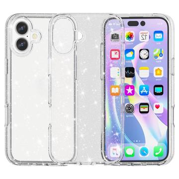 iPhone 16 Plus Stylish Glitter Series Hybrid Cover - Hvid