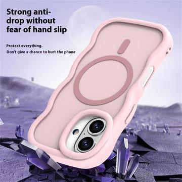 iPhone 16 Plus Bølgekant magnetisk hybrid cover - pink