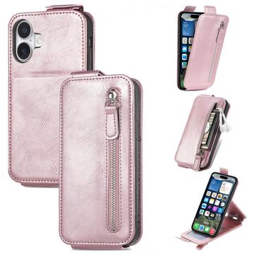 iPhone 16 Plus Lynlåslomme Vertikal Flip Cover - Rødguld