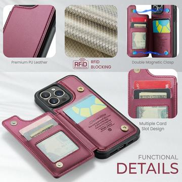 iPhone 16 Pro Caseme C22-etui RFID-kortpung - rød