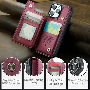 iPhone 16 Pro Caseme C22-etui RFID-kortpung - rød