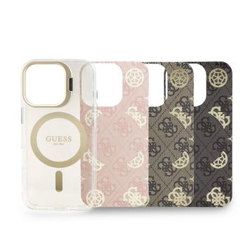 iPhone 16 Pro Guess Electroplated Stand Camera Frame MagSafe-etui med udskiftelige baggrunde