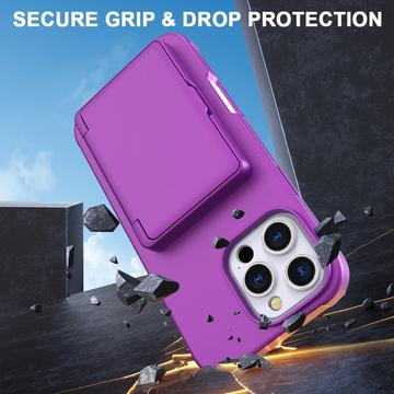 iPhone 16 Pro Hybrid Cover med Spejl og Kortholder - Lilla