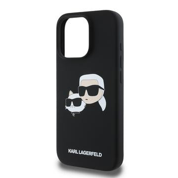 iPhone 16 Pro Karl Lagerfeld Double Heads MagSafe cover i flydende silikone - sort