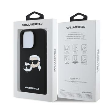 iPhone 16 Pro Karl Lagerfeld Double Heads MagSafe cover i flydende silikone - sort