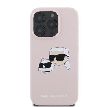 iPhone 16 Pro Karl Lagerfeld Double Heads MagSafe cover i flydende silikone - Pink