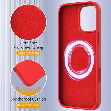 iPhone 16 Pro Liquid Silikone Cover - MagSafe Kompatibel - Rød