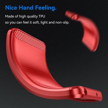 iPhone 16 Pro Max Børstet TPU Cover - Karbonfiber - Rød