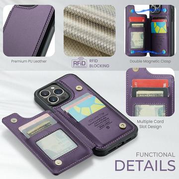 iPhone 16 Pro Max Caseme C22-etui RFID-kortpung - lilla