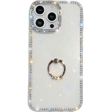 iPhone 16 Pro Max CrystalGlow Hybrid Cover med Ringholder - Hvid