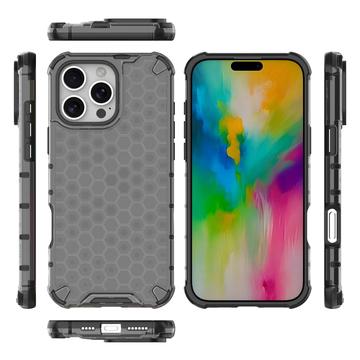 iPhone 16 Pro Max Honeycomb Armored Hybrid Cover - Sort