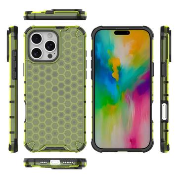 iPhone 16 Pro Max Honeycomb Armored Hybrid Cover - Grøn