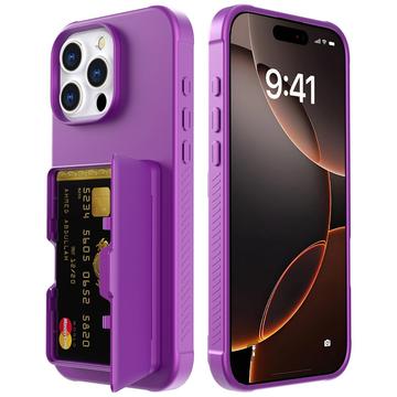 iPhone 16 Pro Max Hybrid Cover med Spejl og Kortholder - Lilla