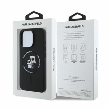 iPhone 16 Pro Max Karl Lagerfeld Karl and Choupette MagSafe Cover i flydende silikone - Sort