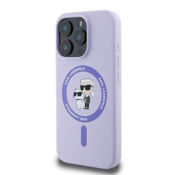 iPhone 16 Pro Max Karl Lagerfeld Karl and Choupette MagSafe cover i flydende silikone - Lilla