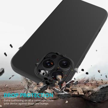 iPhone 16 Pro Max Liquid Silikone Cover med Strop - Sort
