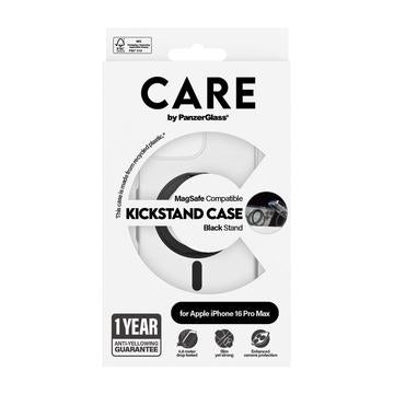 iPhone 16 Pro Max PanzerGlass Care Kickstand Cover - MagSafe-kompatibel - Gennemsigtig / Sort