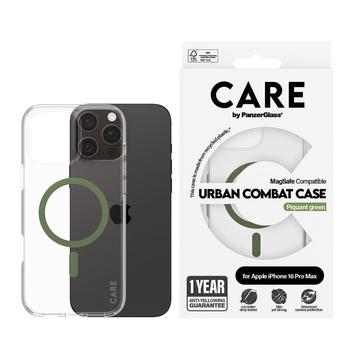 iPhone 16 Pro Max PanzerGlass Care Transparent Urban Combat Cover- MagSafe-kompatibel - Grøn