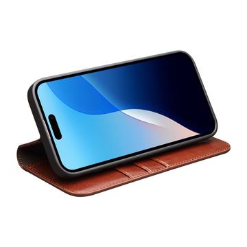 iPhone 16 Pro Max Qialino Classic Læderpung - Mørkebrun