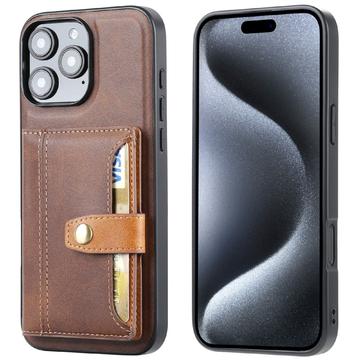 iPhone 16 Pro Max Retro Style Cover med Pung - Brun