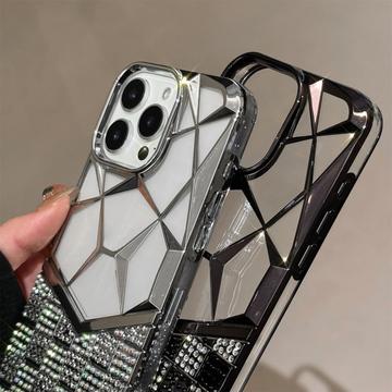 iPhone 16 Pro Max Rhinestone cover med geometrisk diamantmønster - Sort
