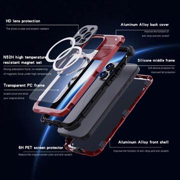 iPhone 16 Pro Max Shellbox M Series IP68 vandtæt cover - dykkercover med MagSafe-kompatibilitet - rød