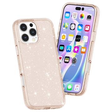 iPhone 16 Pro Max Stylish Glitter Series Hybrid Cover - Guld