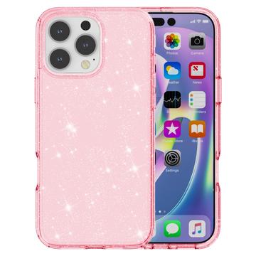 iPhone 16 Pro Max Stylish Glitter Series Hybrid Cover - Pink