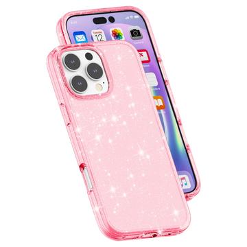 iPhone 16 Pro Max Stylish Glitter Series Hybrid Cover - Pink