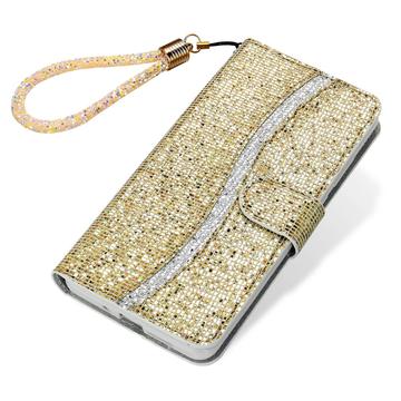iPhone 16 Pro Max Stilfuldt glitterpungetui - guld