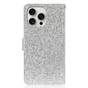 iPhone 16 Pro Max Stilfuldt glitterpungetui - sølv