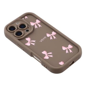 iPhone 16 Pro Max Stilfuldt stødsikkert TPU cover med forhøjede kanter - Brun / Sløjfe