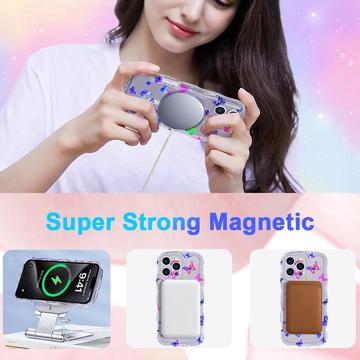 iPhone 16 Pro Max Wave-Edge Laser Glitter MagSafe Cover - Sommerfugl
