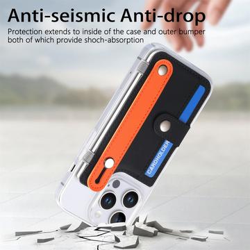 iPhone 16 Pro plastiketui CY1 - kortplads, armbånd, støtte - sort