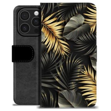 iPhone 16 Pro Premium Flip Cover med Pung - Gyldne Blade