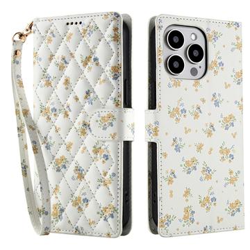 iPhone 16 Pro Rhombisk Blomsterpung - gule blomster