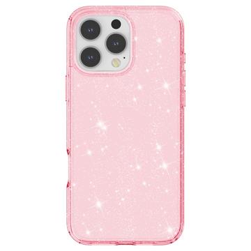iPhone 16 Pro Stylish Glitter Series Hybrid Cover - Pink