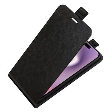 iPhone 16 Pro Vertikal Flip Taske med Kortholder - Sort