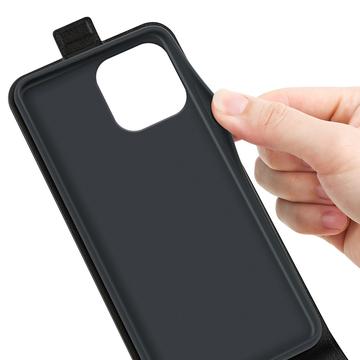 iPhone 16 Pro Vertikal Flip Taske med Kortholder - Sort