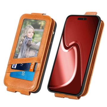 iPhone 16 Pro Lynlåslomme Vertikal Flip Cover - Brun