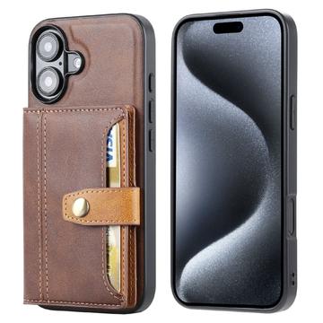 iPhone 16 Retro Style Cover med Pung - Brun