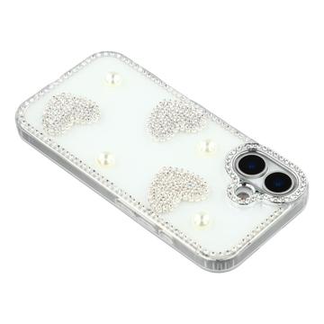 iPhone 16 Funklende Kærlighed og Perle Hybrid Cover - Hvid