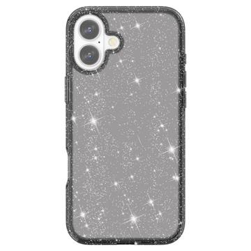 iPhone 16 Stylish Glitter Series Hybrid Cover - Sort
