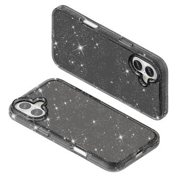 iPhone 16 Stylish Glitter Series Hybrid Cover - Sort