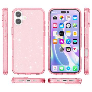iPhone 16 Stylish Glitter Series Hybrid Cover - Pink