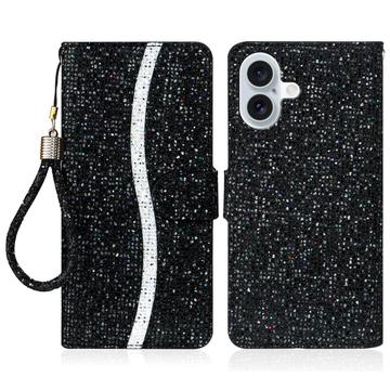iPhone 16 Stilfuldt glitteretui - sort