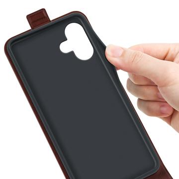 iPhone 16 Vertikal Flip Taske med Kortholder - Brun