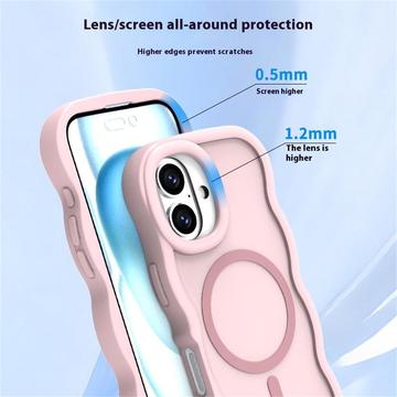 iPhone 16 Bølgekant magnetisk hybrid cover - Pink