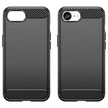 iPhone 16e/17e Børstet TPU Cover - Karbonfiber - Sort
