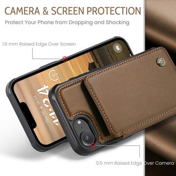 iPhone 16e/17e Caseme C22-etui RFID-kortpung - brun